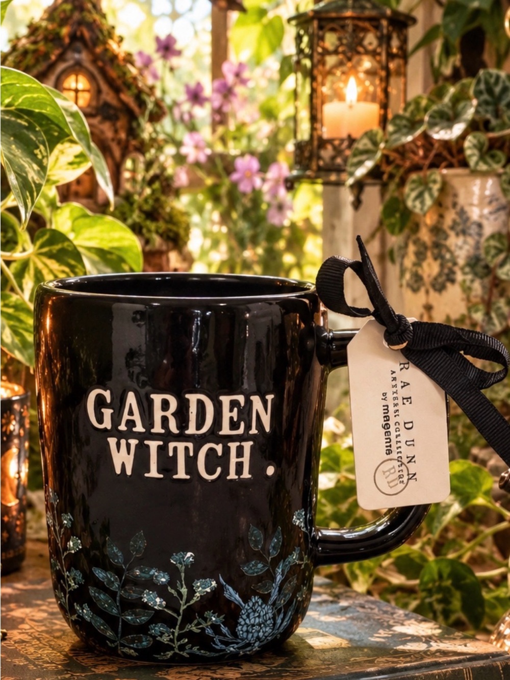 Garden Witch Black Ceramic Mug by Rae Dunn NWT